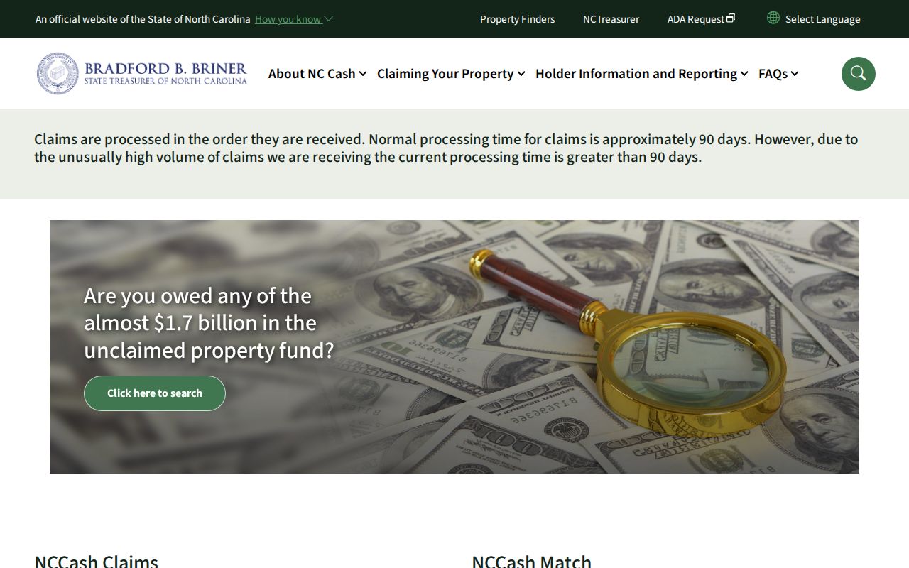 Buncombe County people search in the official NCCash unclaimed property search